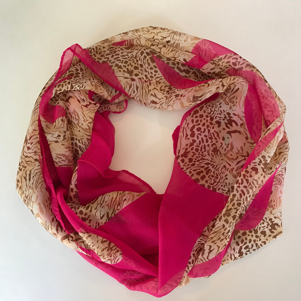 Leopard and Fuchsia Scarf Sheer NICE
